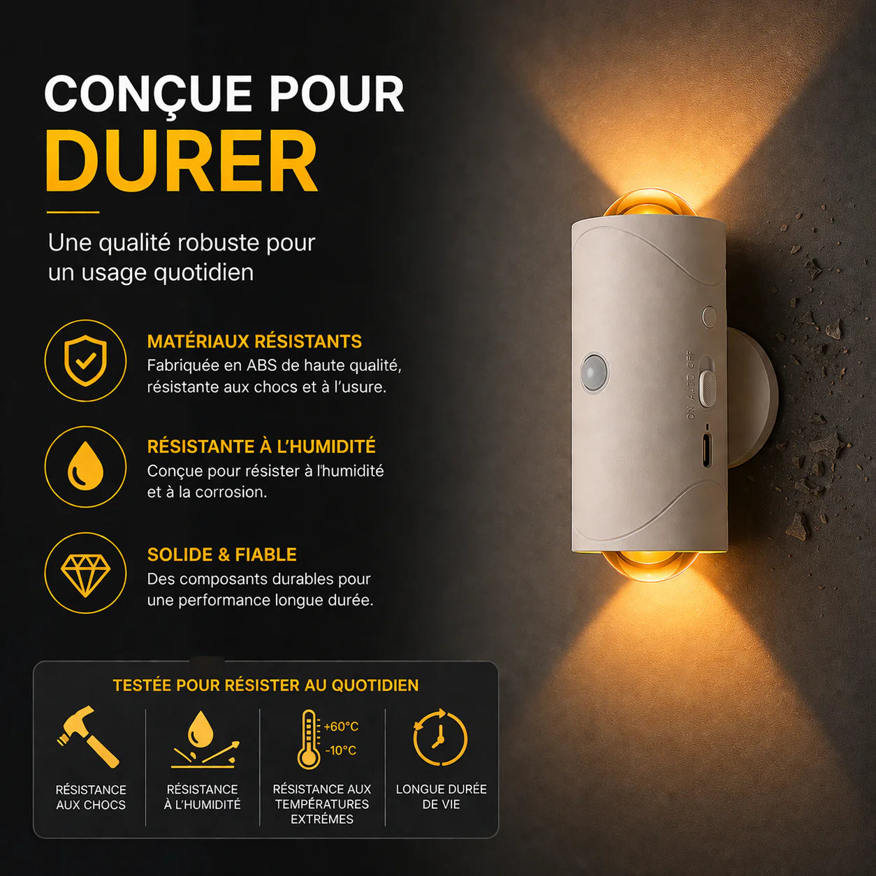 Lampe Murale LED Rechargeable avec Capteur de Mouvement